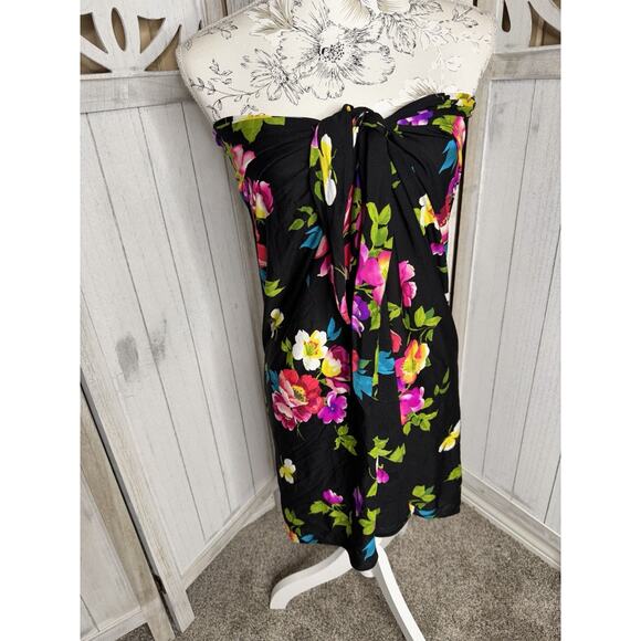 Vintage Miraclesuit Wrap Skirt Dress Cover Up Floral Print Bright One Size Tie - Picture 1 of 7